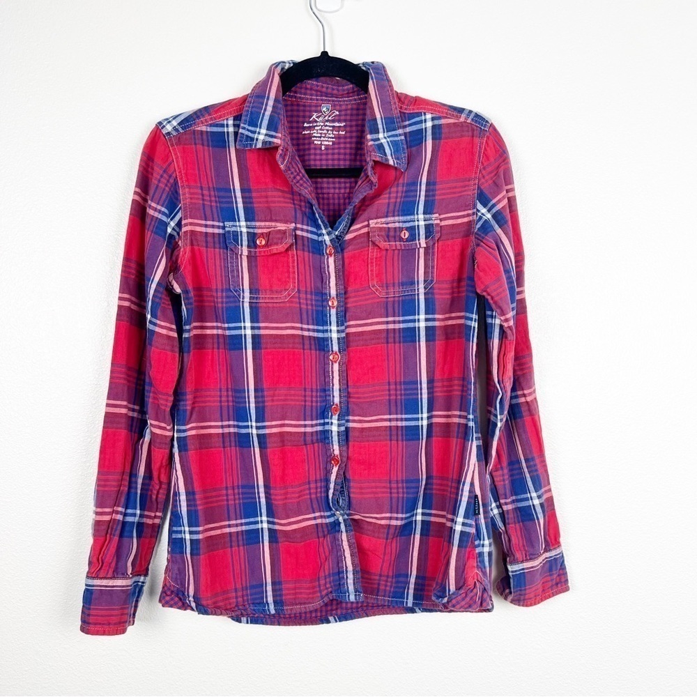 Kuhl Plaid Flannel Button Up Cotton Shirt Sz S
